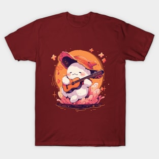 Halloween Ghost Playing Guitar. Spook Cute Monster. T-Shirt